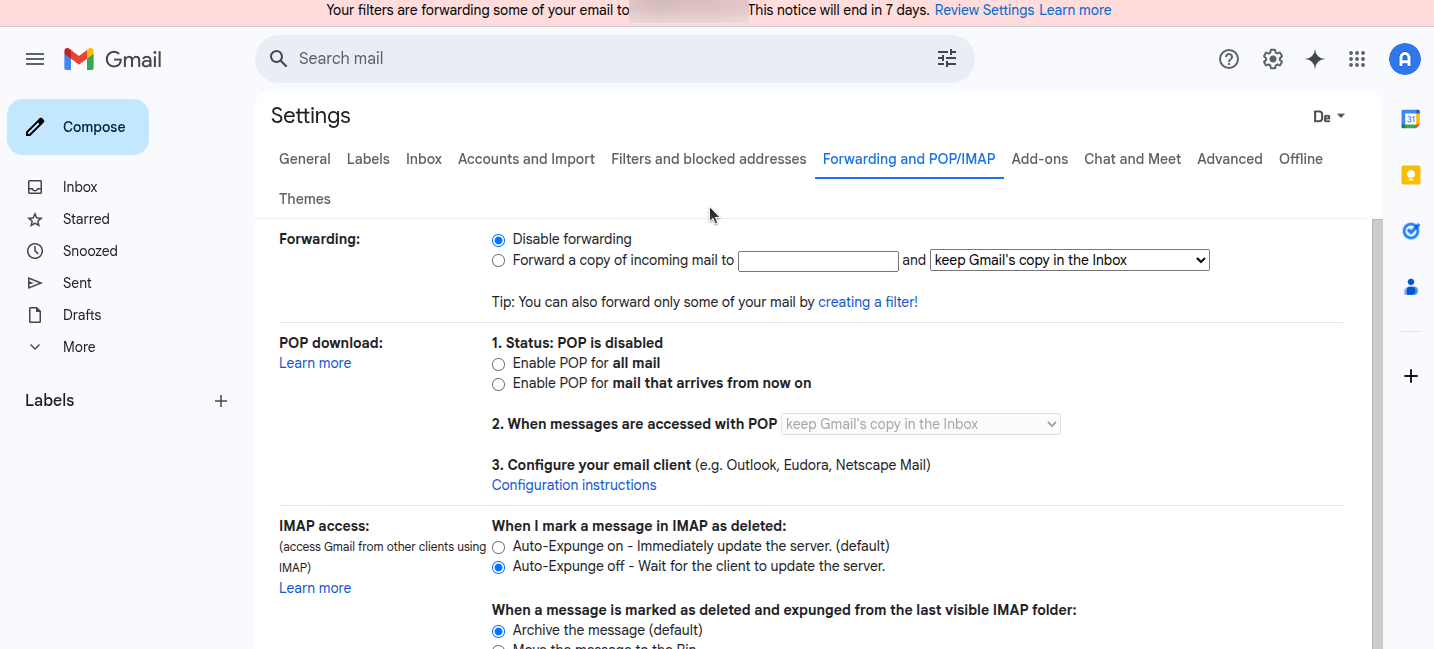 Final Gmail filter settings