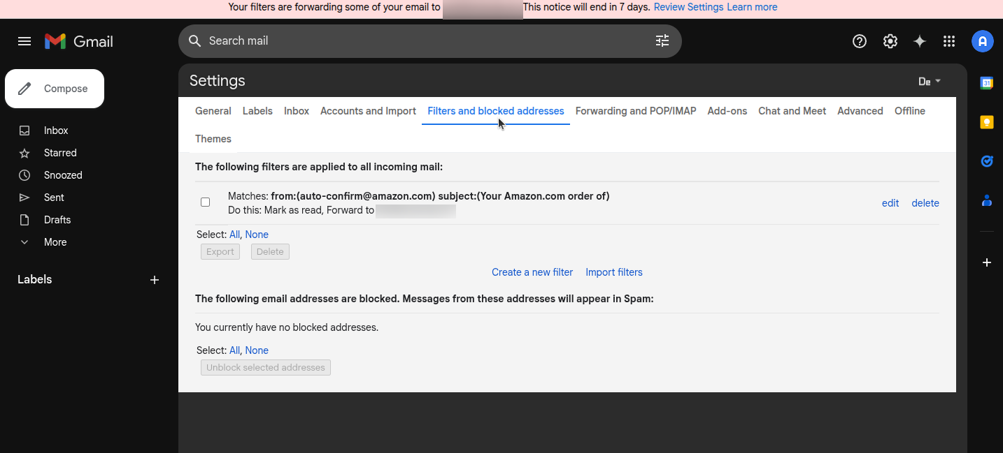 Gmail editor for filter settings