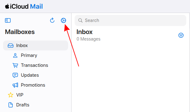 Open iCloud Mail settings for forwarding