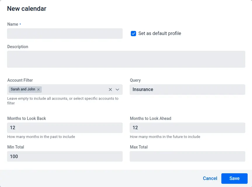 Screenshot of the apocha app with new calendar settings
