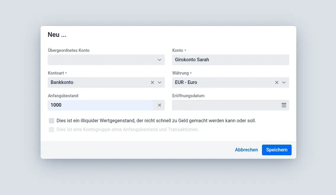 Screenshot der Apocha App: Konto erstellen