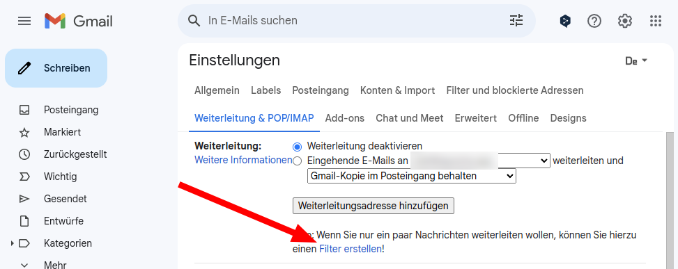 Gmail Weiterleitungsbestätigung