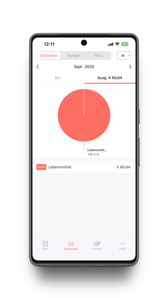 Screenshot einer einfachen Ausgaben-Tracker-App