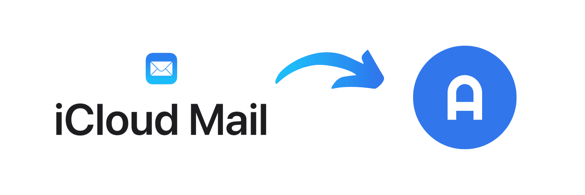 Grafik: Pfeil von iCloud Mail zum apocha Logo