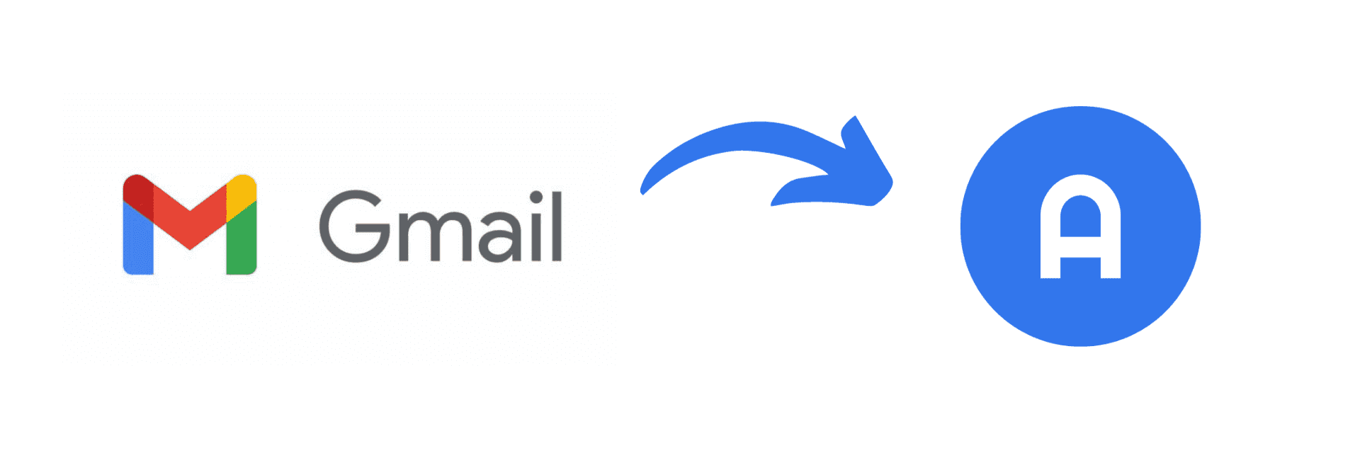Grafik: Pfeil vom Gmail Logo zum apocha Logo