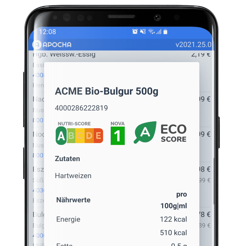 apocha App mit Eco-Score